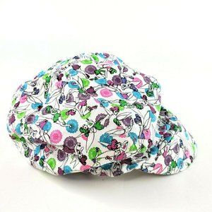 Disney Girls White Floral Tinker Bell Cap with Pink Blue Green Accents